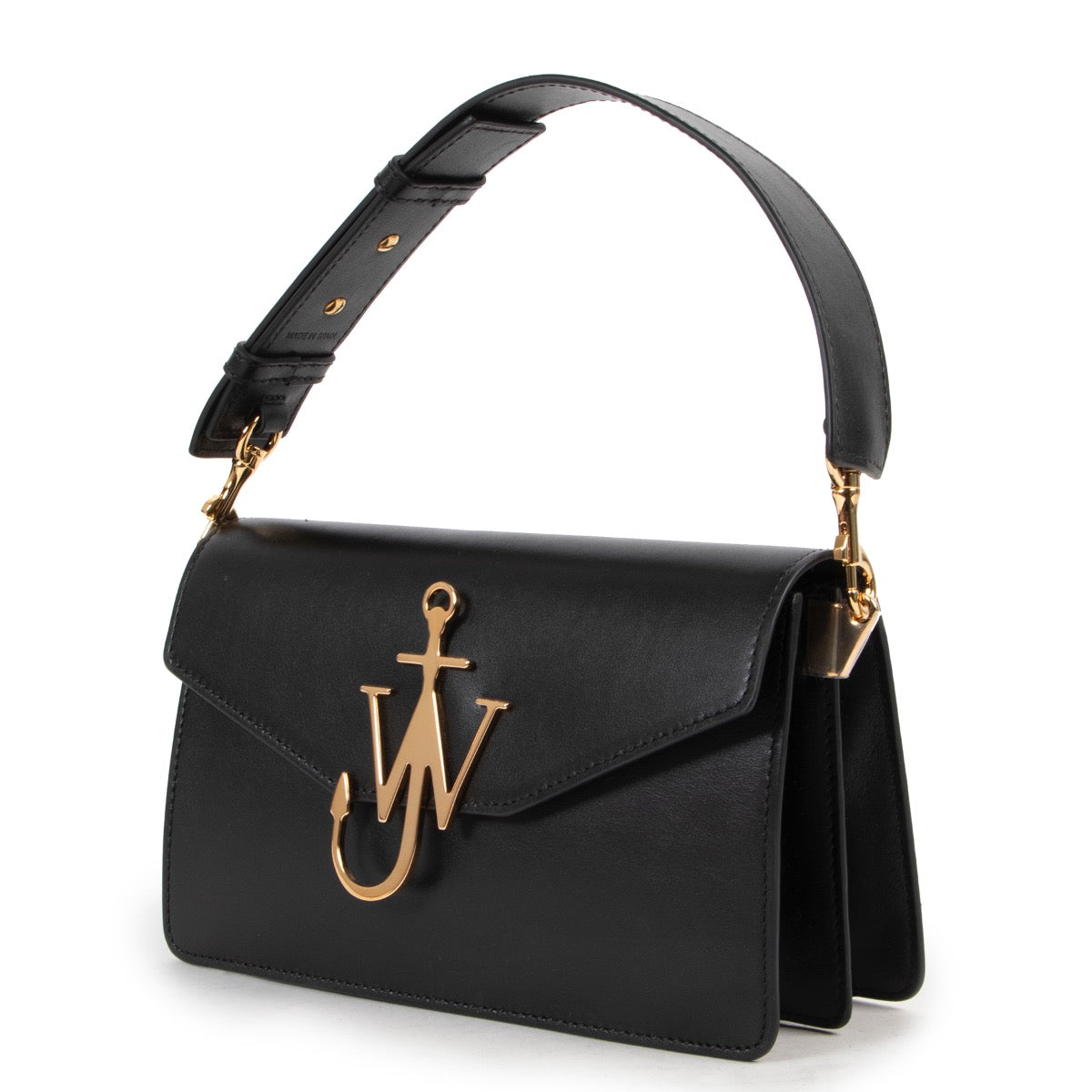 Shop safe online 100% authentic second hand JW Anderson Black Leather Logo Shoulder Bag in very good condition at Labellov in Antwerp.