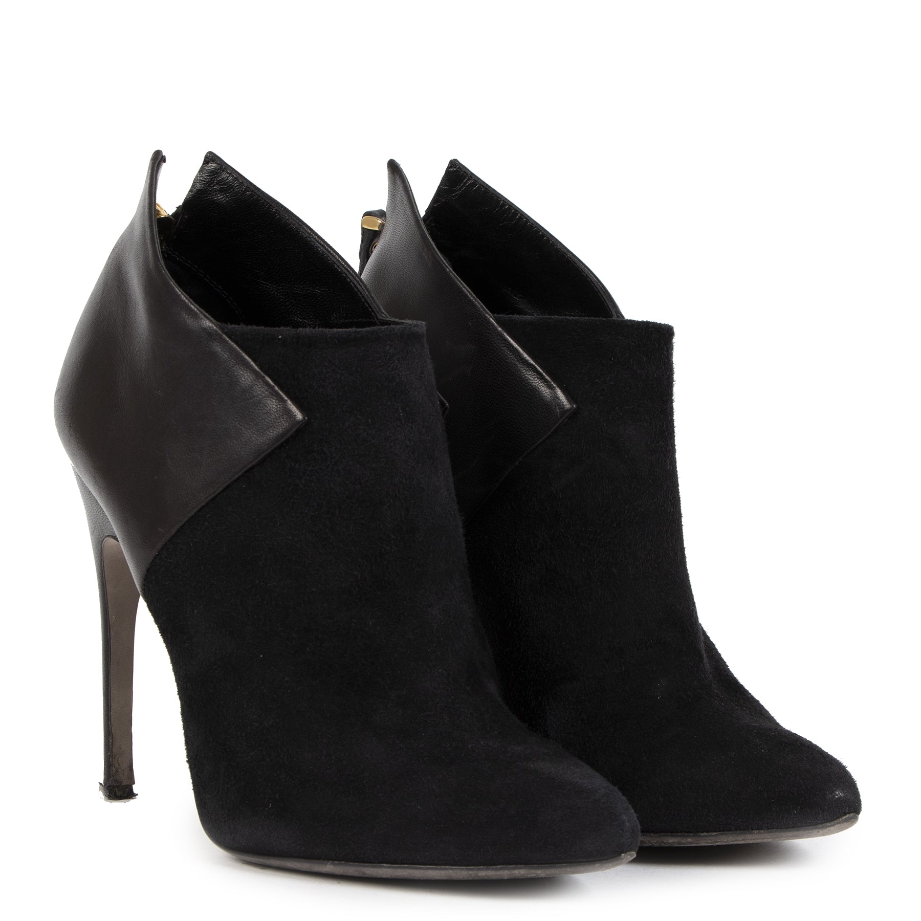 Sergio Rossi Black Suede Ankle Boots - Size 37 1/2