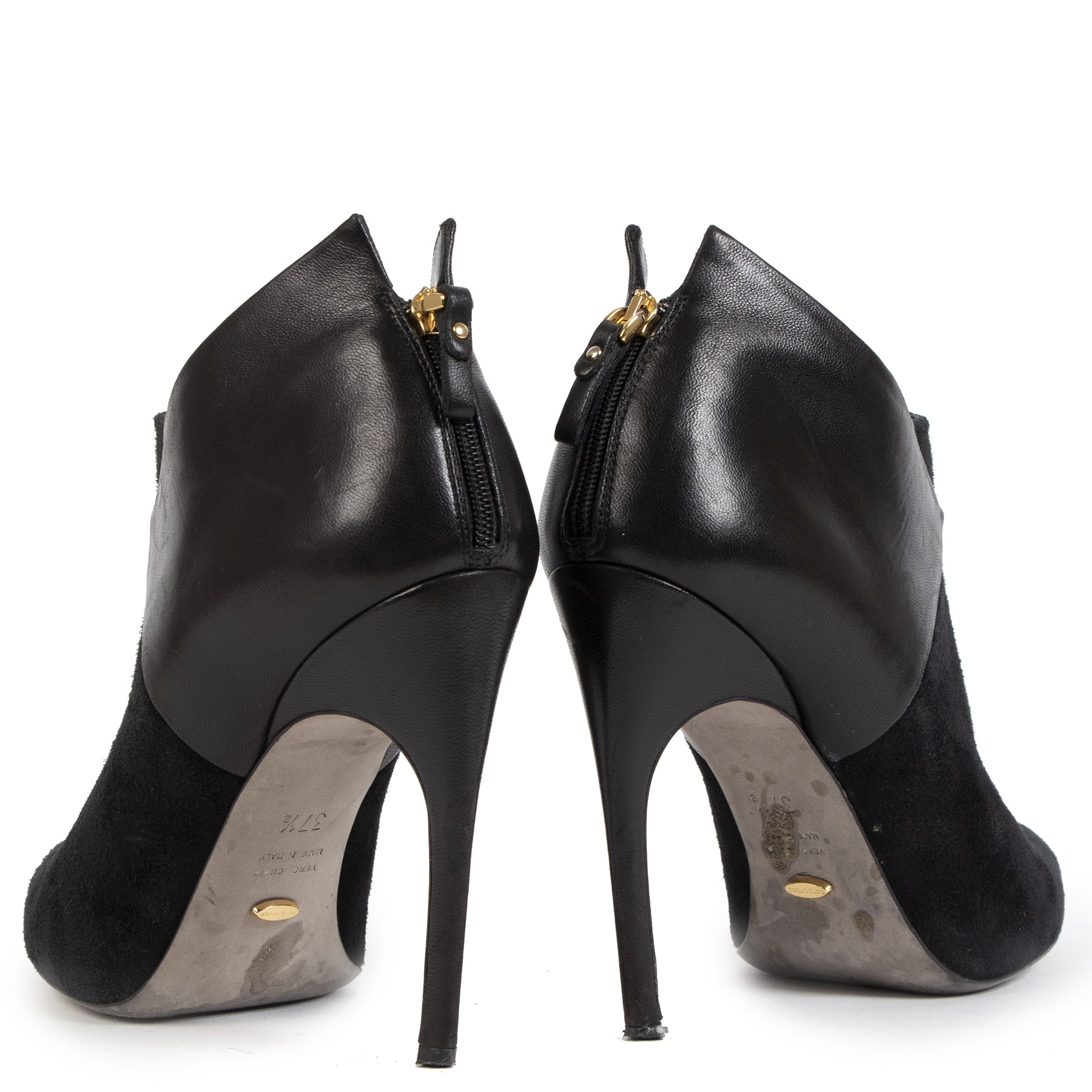 Sergio Rossi Black Suede Ankle Boots - Size 37 1/2