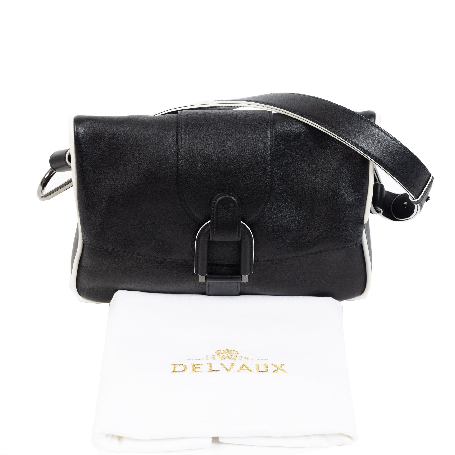 Delvaux Givry Black White Shoulder Bag tweedehands