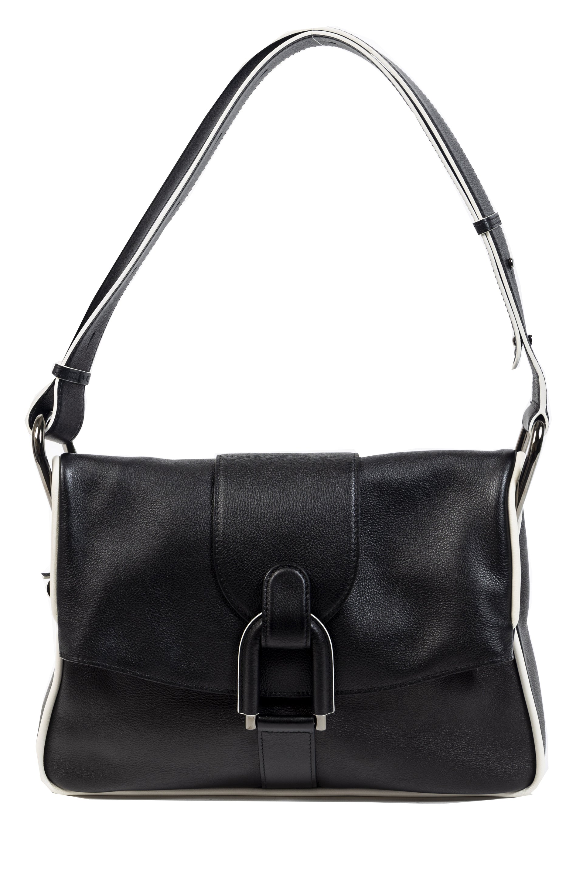 Delvaux Givry Black White Shoulder Bag