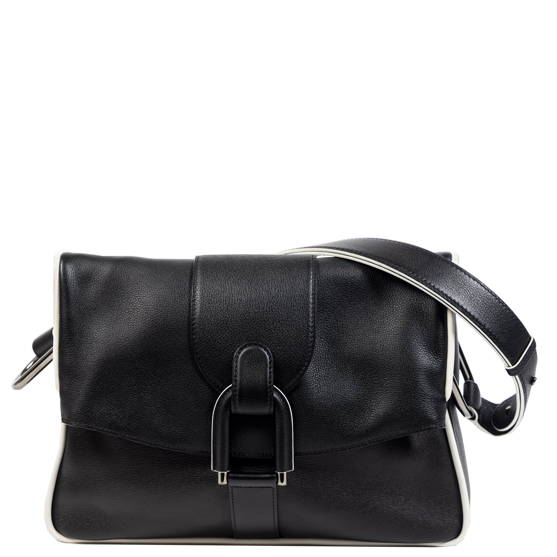 Delvaux Givry Black White Shoulder Bag