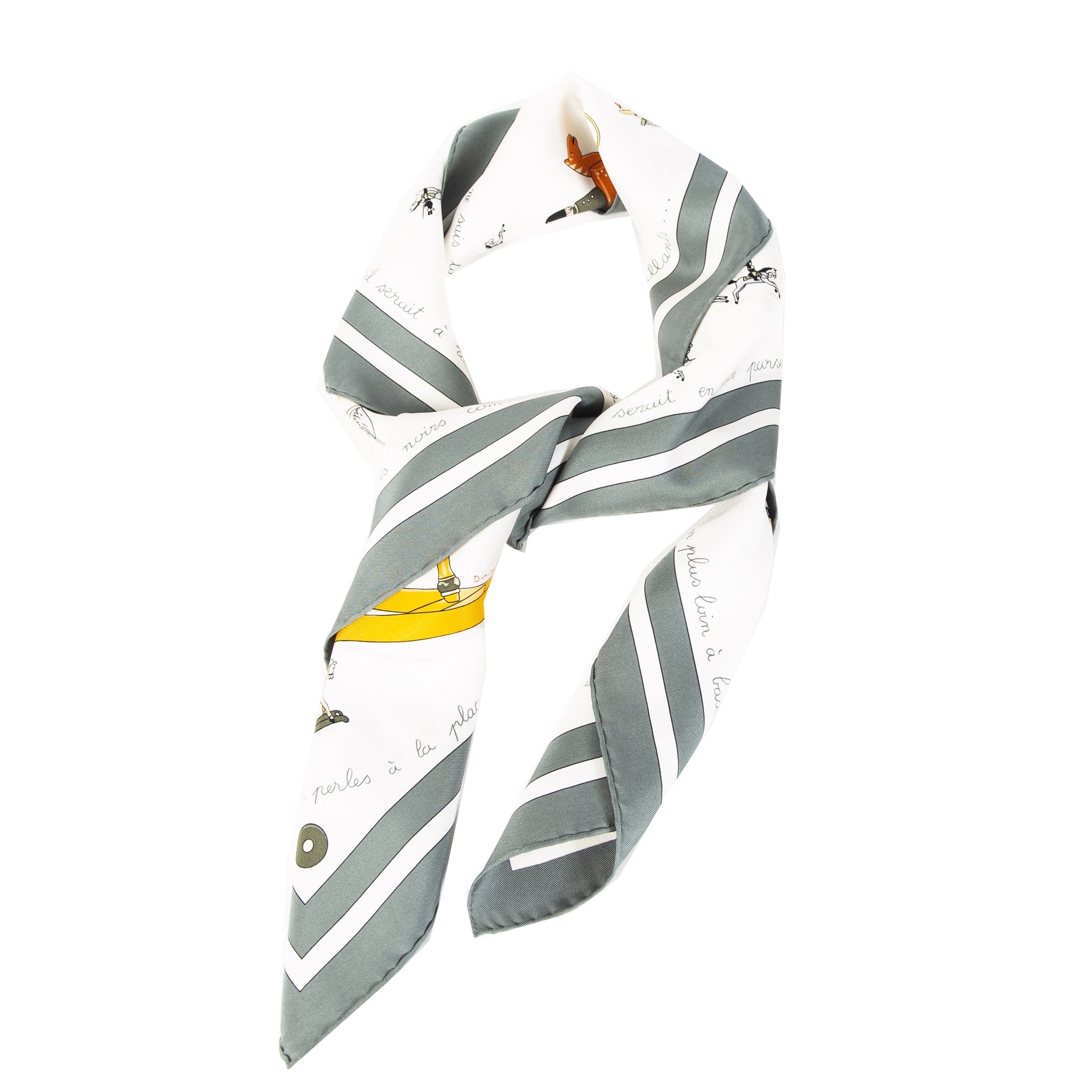 Authentic second-hand vintage Hermès Carré Silk Scarf 'Raconte-moi le cheval' buy online webshop LabelLOV