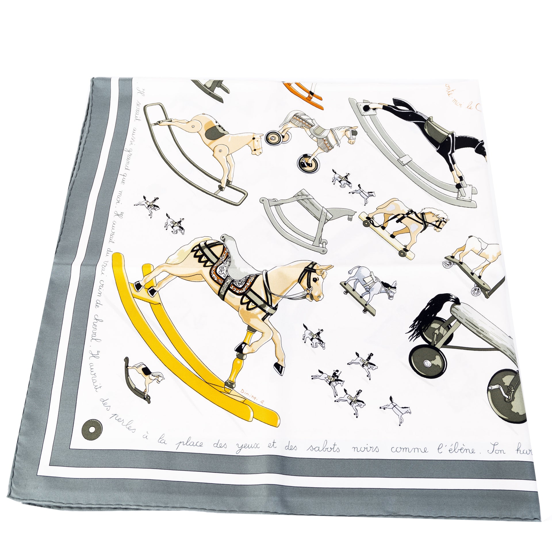 Authentieke tweedehands vintage Hermès Carré Silk Scarf 'Raconte-moi le cheval' koop online webshop LabelLOV