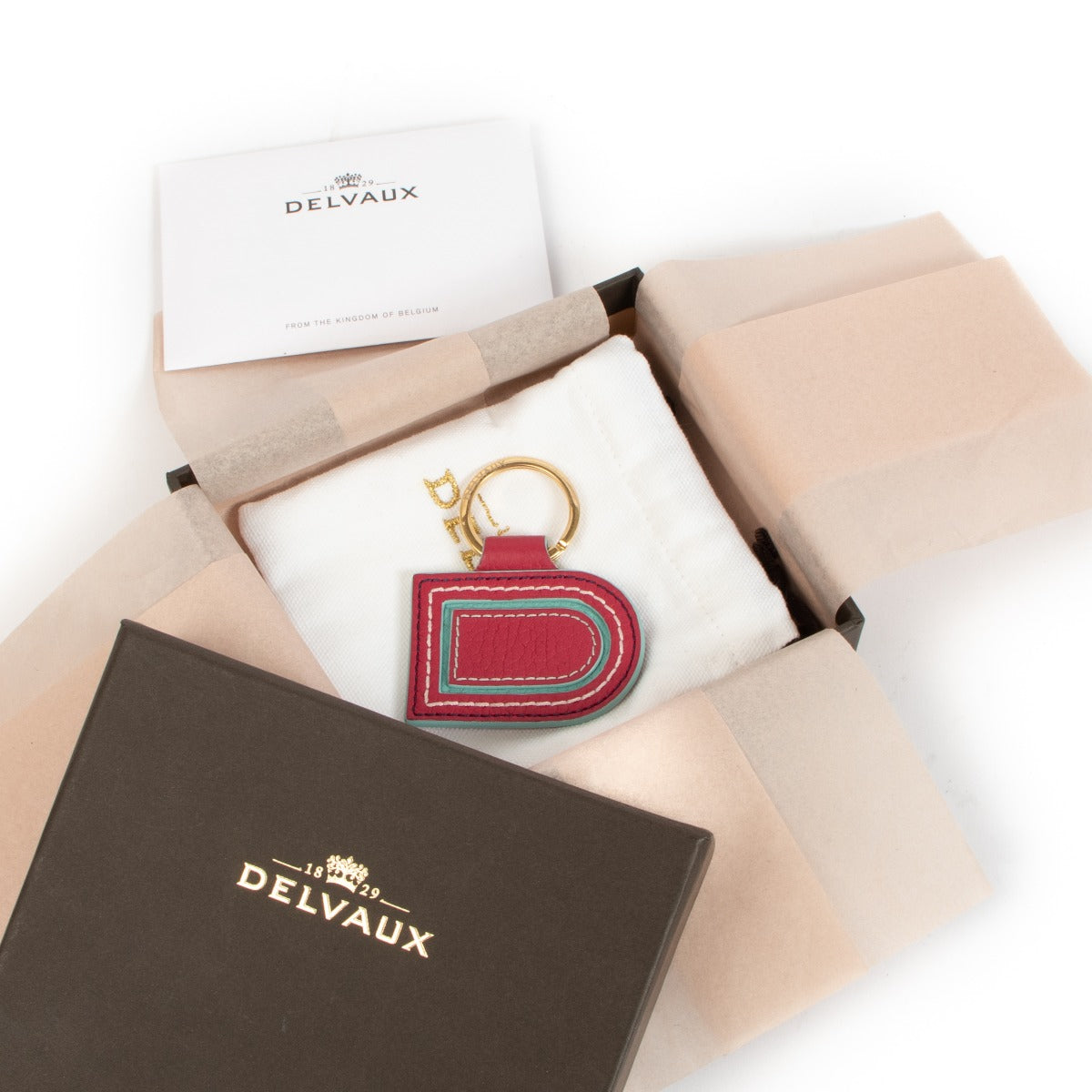 Delvaux Pin D Key-Ring Framboise Taurillon Soft Bag Charm