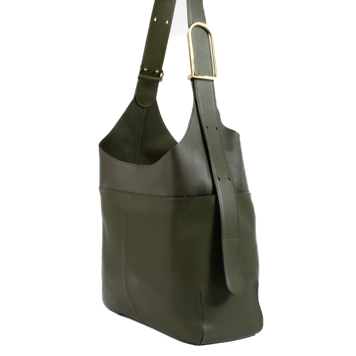 Shop safe online at Labellov in Antwerp, Brussels and Knokke this 100% authentic second hand Delvaux Kaki Calf Souple So Cool MM Shoulder Bag