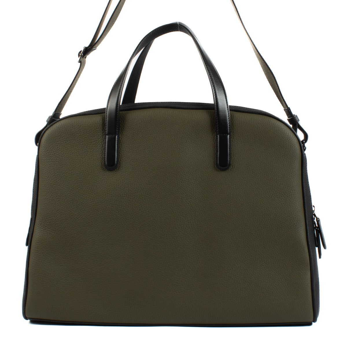 Shop safe online at Labellov in Antwerp, Brussels and Knokke this 100% authentic second hand Delvaux Kaki/Noir Taurillon Soft Magritte Do-Off Travel Bag