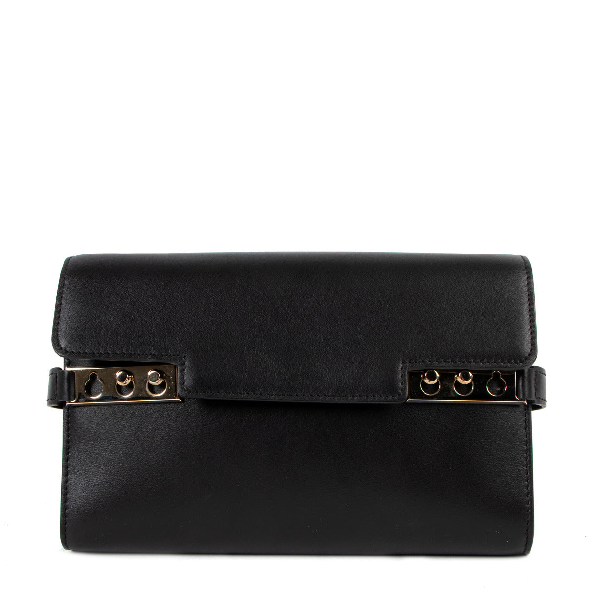 Delvaux Black Supple Calf Tempête Clutch Wallet On Chain for the best price at Labellov secondhand luxury in Antwerp