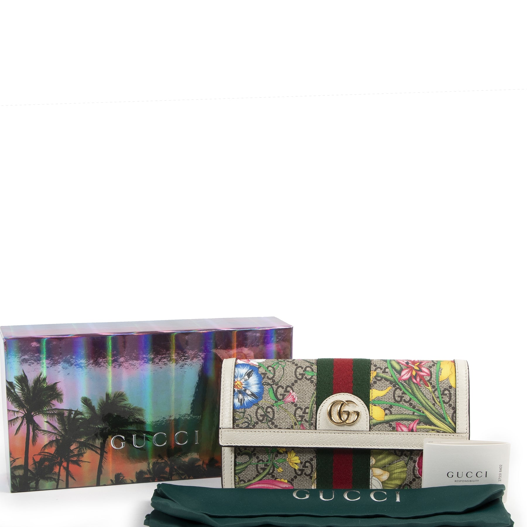 koop veilig online tegen de beste prijs Gucci Ophidia GG Flora continental wallet
