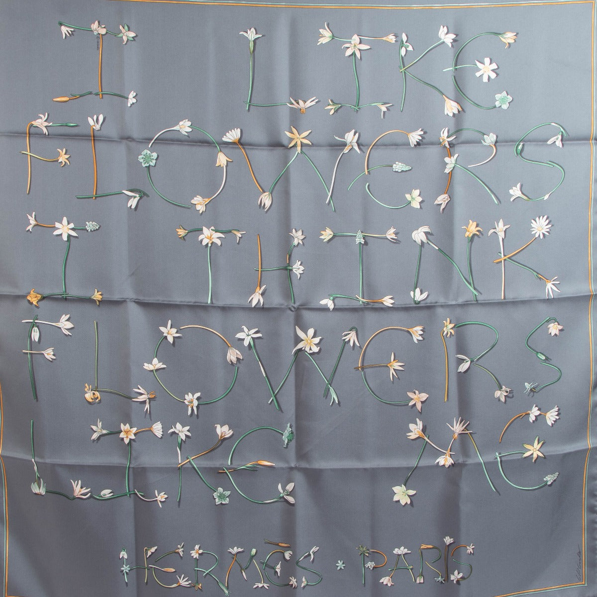 Silk, Carre, Flowers, Hermes, Labellov, Antwerp, Preloved,