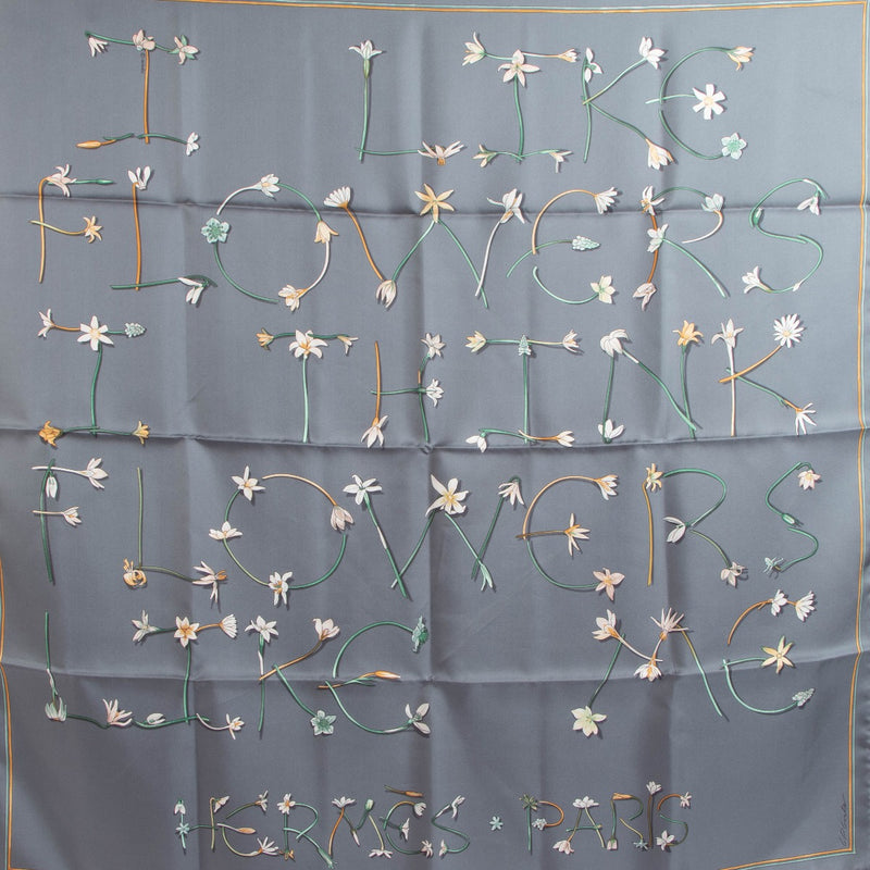 Silk, Carre, Flowers, Hermes, Labellov, Antwerp, Preloved,