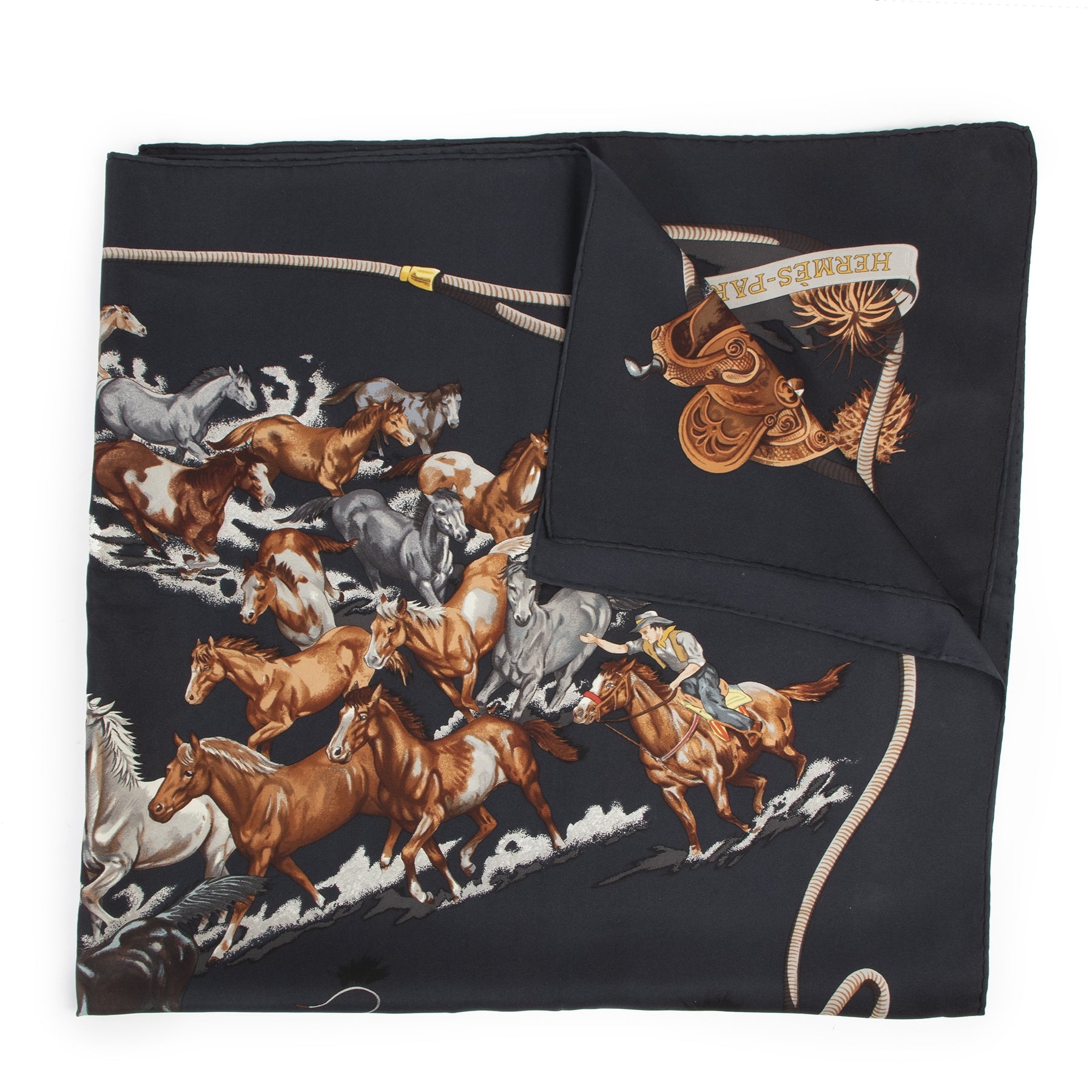 Hermès Carre Silk Scarf ' Les Mustangs'