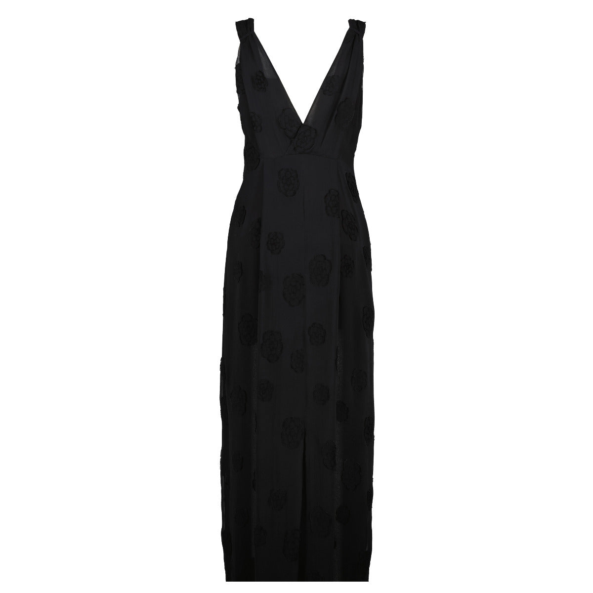 Chanel Black 09C Silk Camellia Dress