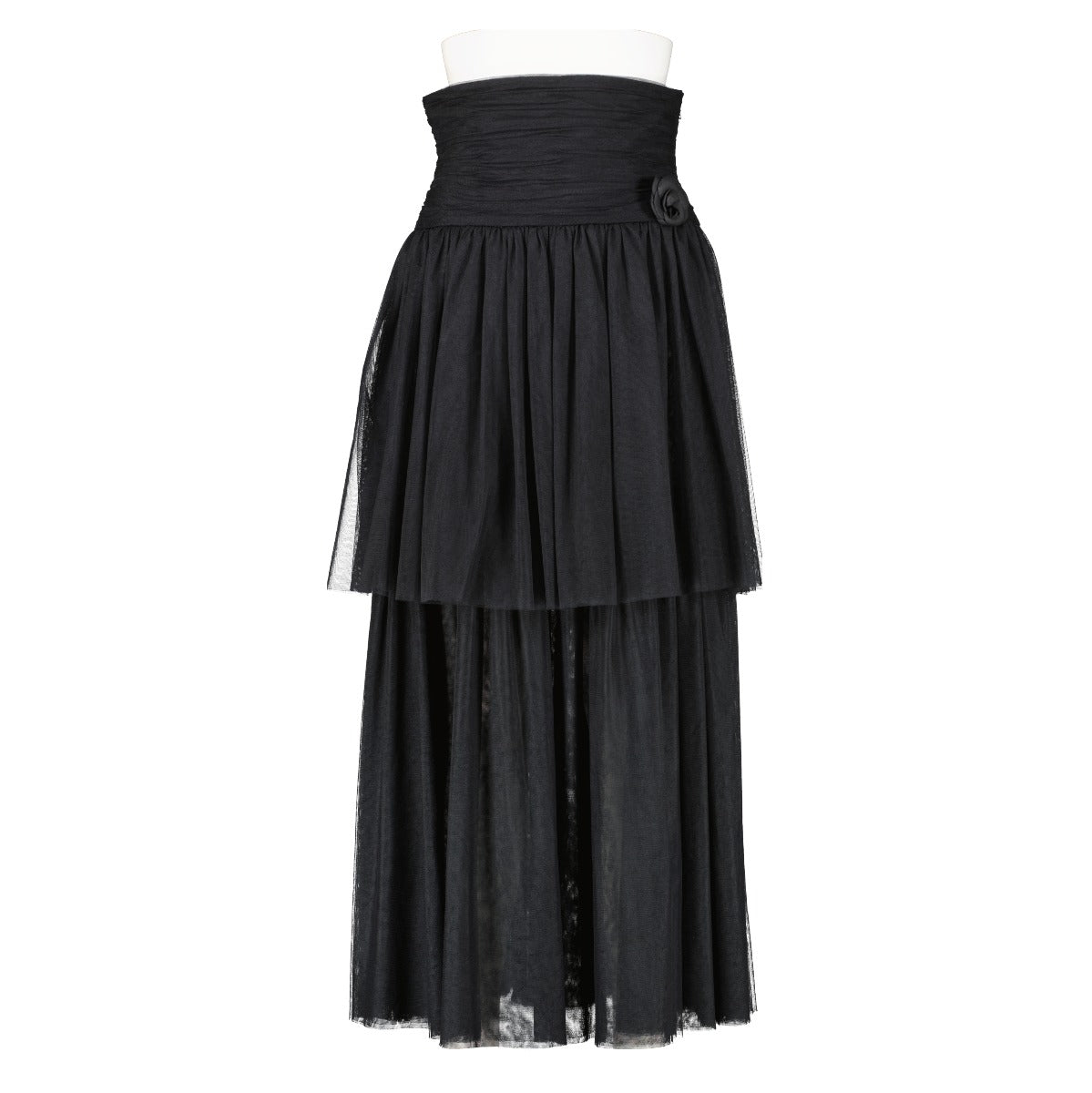 Chanel Black Camellia Tulle Skirt