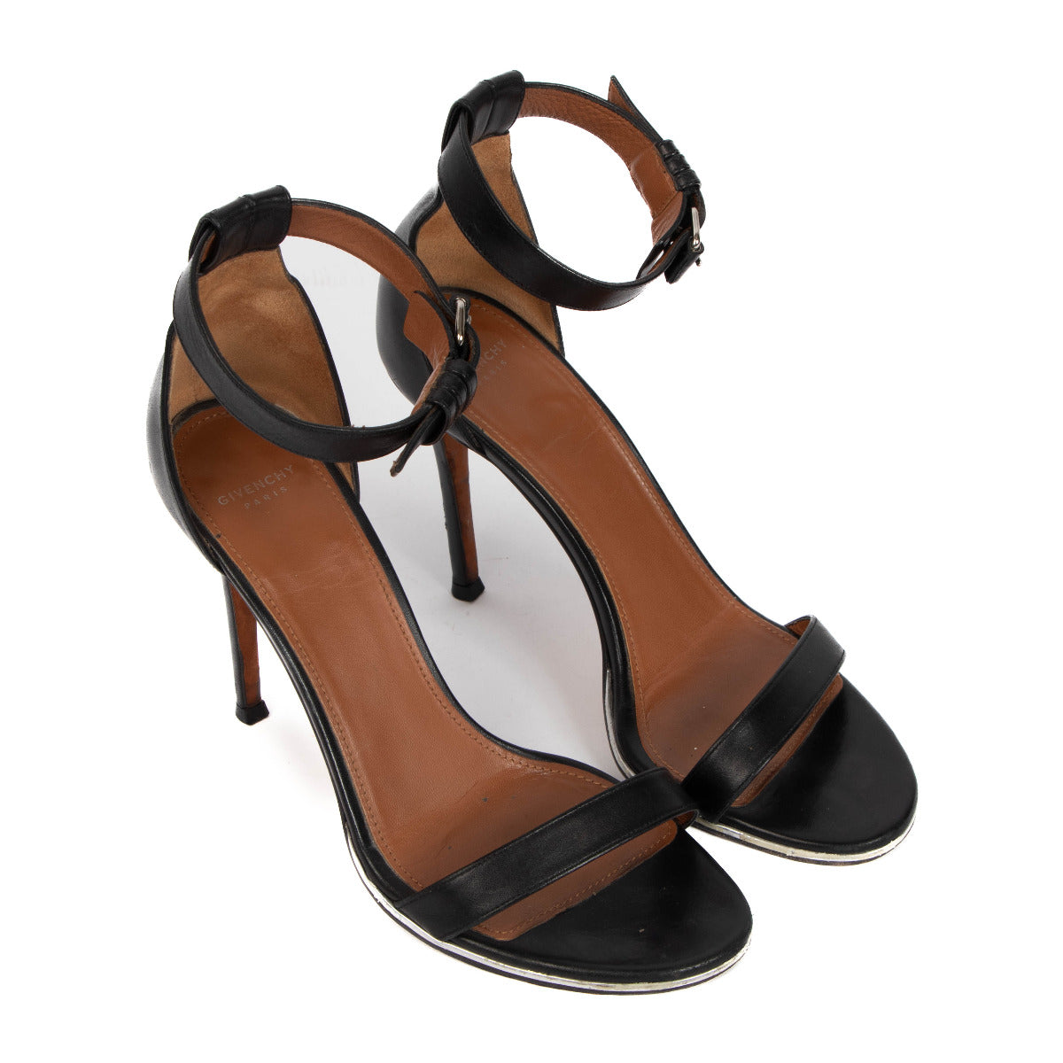 Givenchy Black Leather Ankle Cuff Heels - size 37