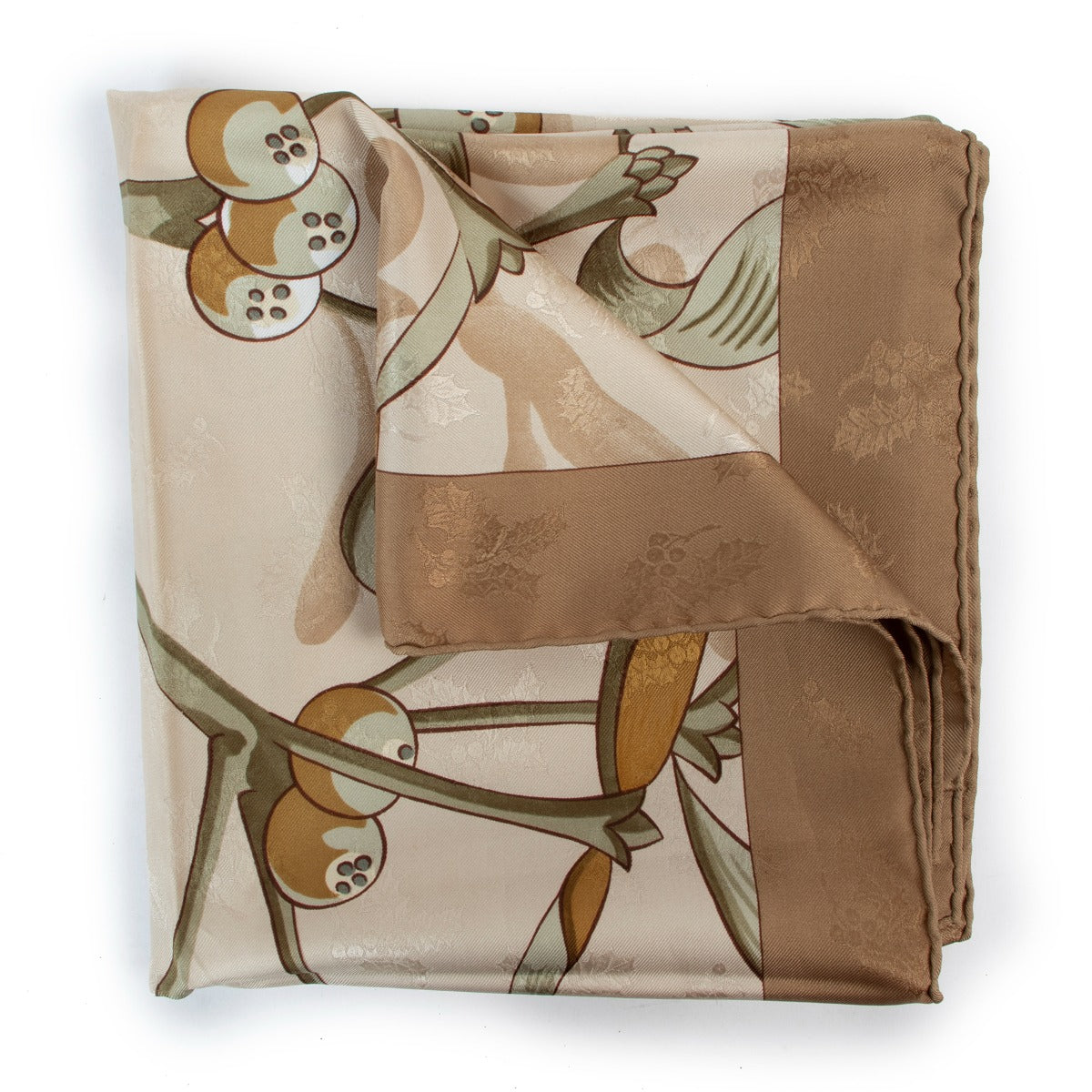 Hermès Spring/Summer 2013 Brown Neige D'Antan Detail Silk Carré Scarf