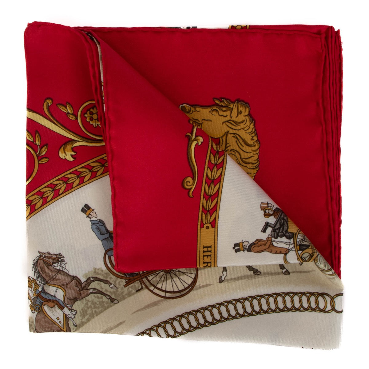 Shop 100% authentic second-hand Hermès La Promenade De Longchamps Red Scarf on Labellov.com