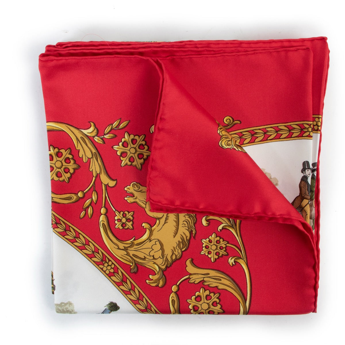 Foulard Hermès en soie Rouge La Promenade De Longchamps