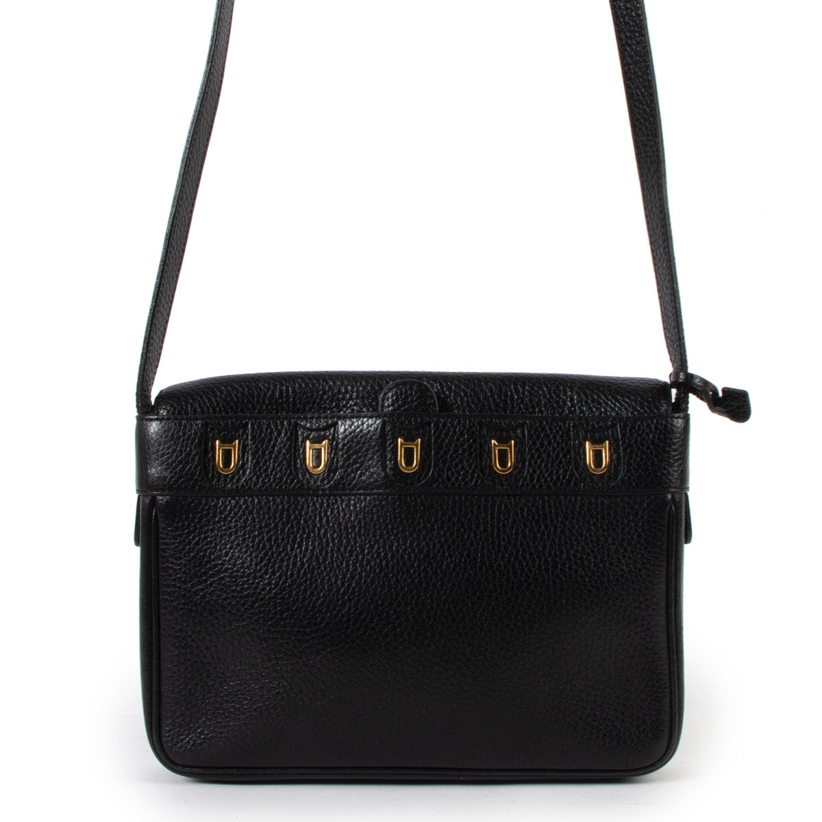 Shop safe online at Labellov in Antwerp this 100% authentic second hand Delvaux Black Pebbled Leather Fuiraire Crossbody Bag