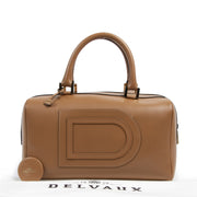 Authentieke tweedehands vintage Delvaux Cognac Louise Boston Bag koop online webshop LabelLOV