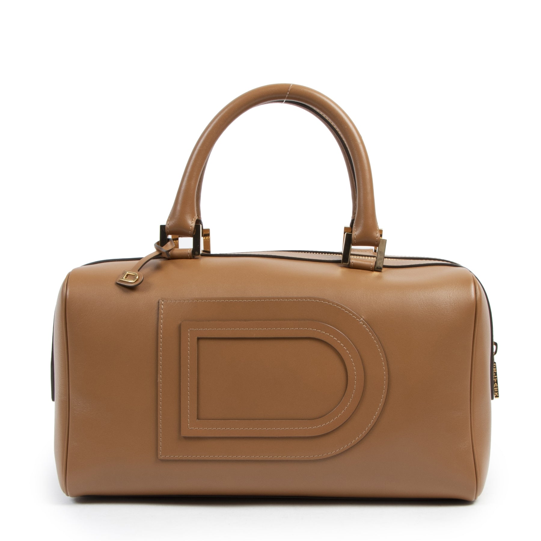 Authentic second-hand vintage Delvaux Cognac Louise Boston Bag buy online webshop LabelLOV