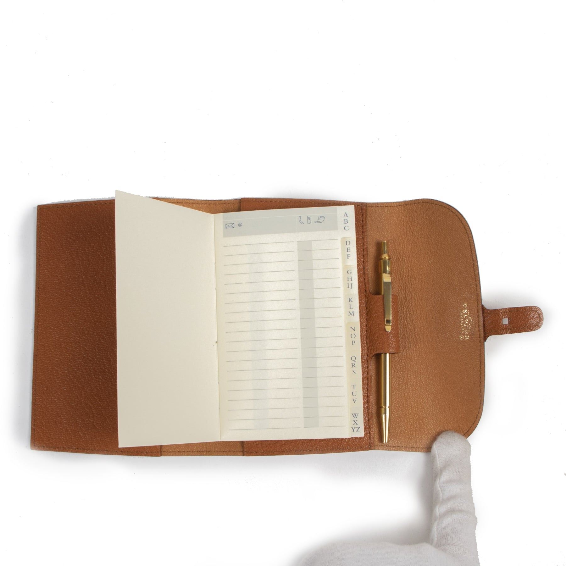Authentique seconde-main vintage Delvaux Camel Address Book Holder achète en ligne webshop LabelLOV