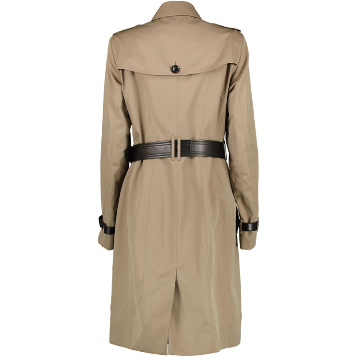 Burberry London Leather Trim Beige Long Trench Coat