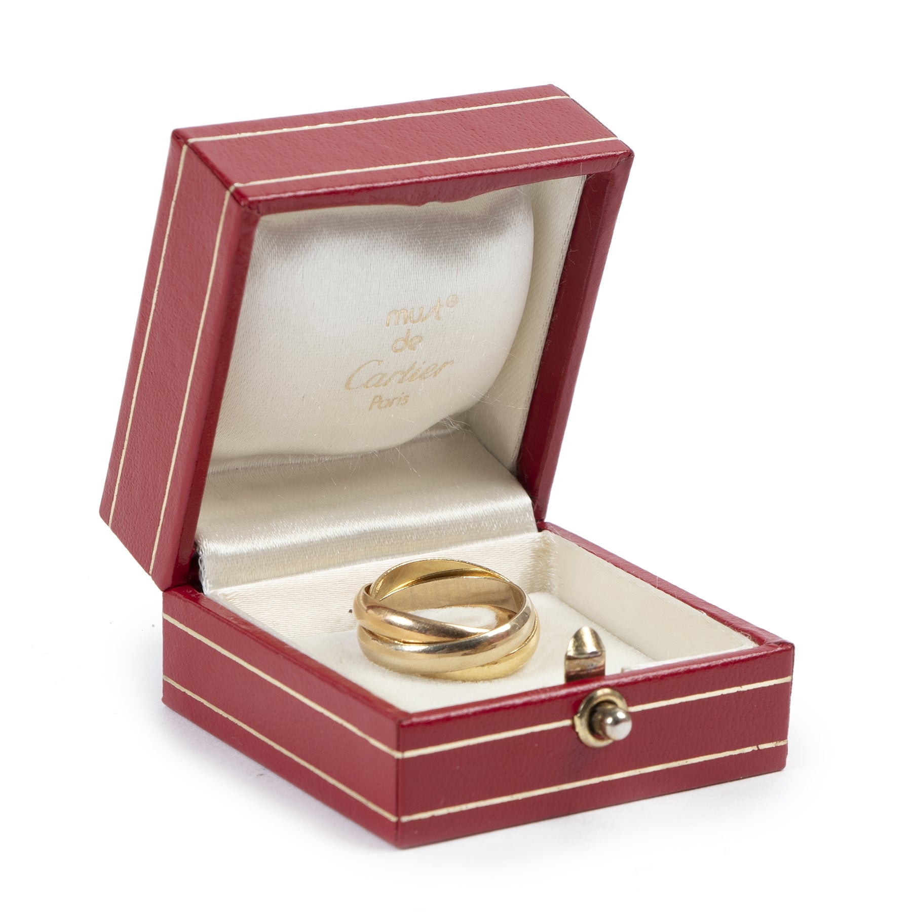 Authentic secondhand Cartier 18K Gold TriTone Trinity Ring - Size 51 designer jewelry fashion luxury vintage webshop safe secure online shopping