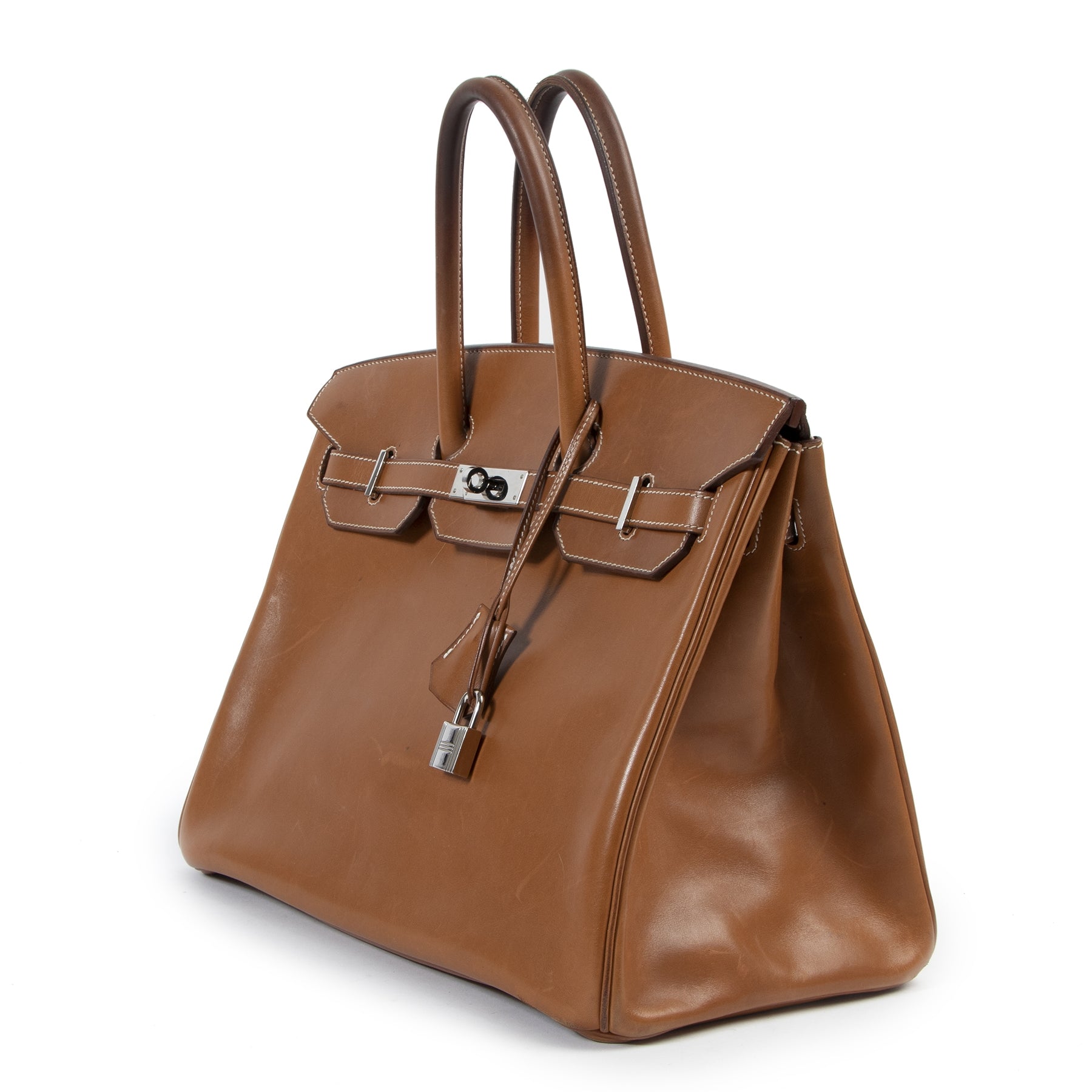 We buy and sell your authentic designer Hermès Birkin 35 Barenia Fauve PHW for the best price