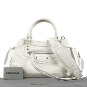 Buy authentic second hand Balenciaga White Crocodile Embossed Neo Classic Small Bag at Labellov.com