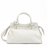 Buy authentic second hand Balenciaga White Crocodile Embossed Neo Classic Small Bag at Labellov.com