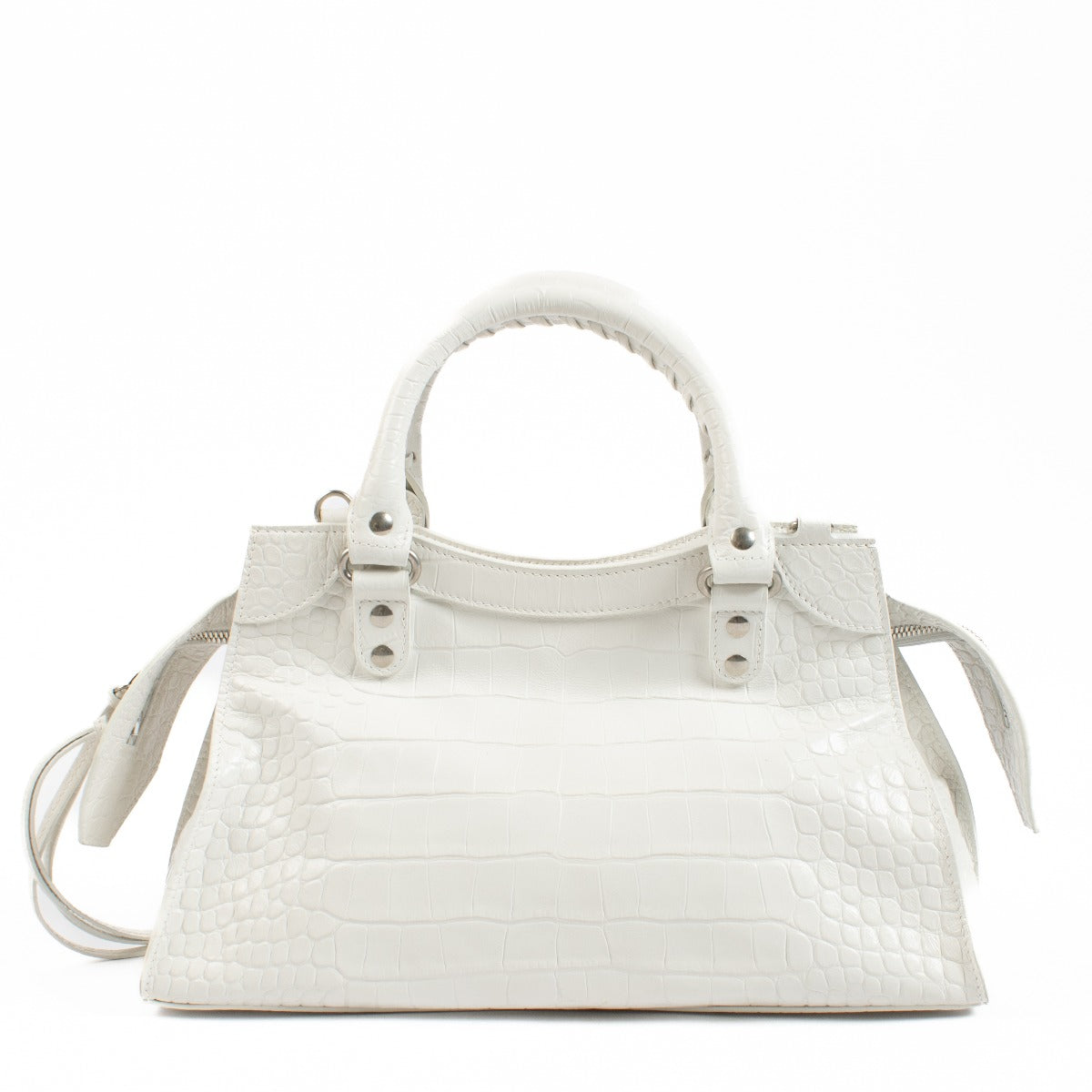Buy authentic second hand Balenciaga White Crocodile Embossed Neo Classic Small Bag at Labellov.com