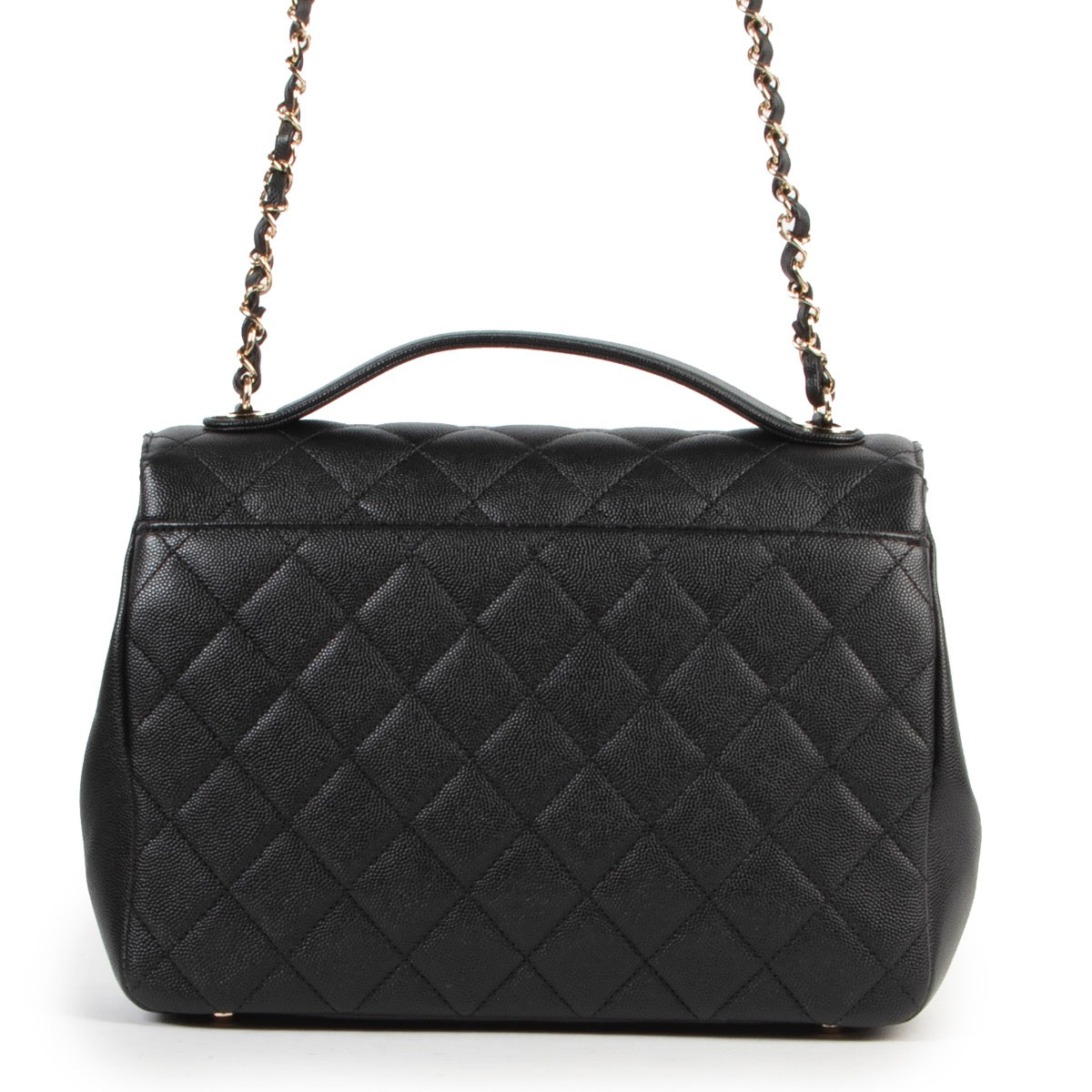 Veilig online kopen van authentieke Chanel Black Quilted Caviar Leather Flap Bag