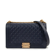 Chanel Medium Boy Blue Quilted Leather