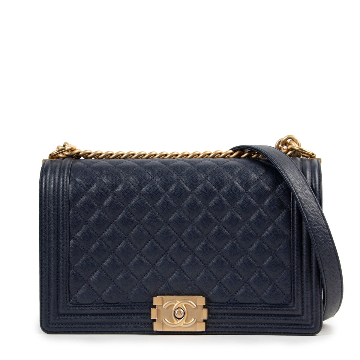 Chanel Medium Boy Blue Quilted Leather