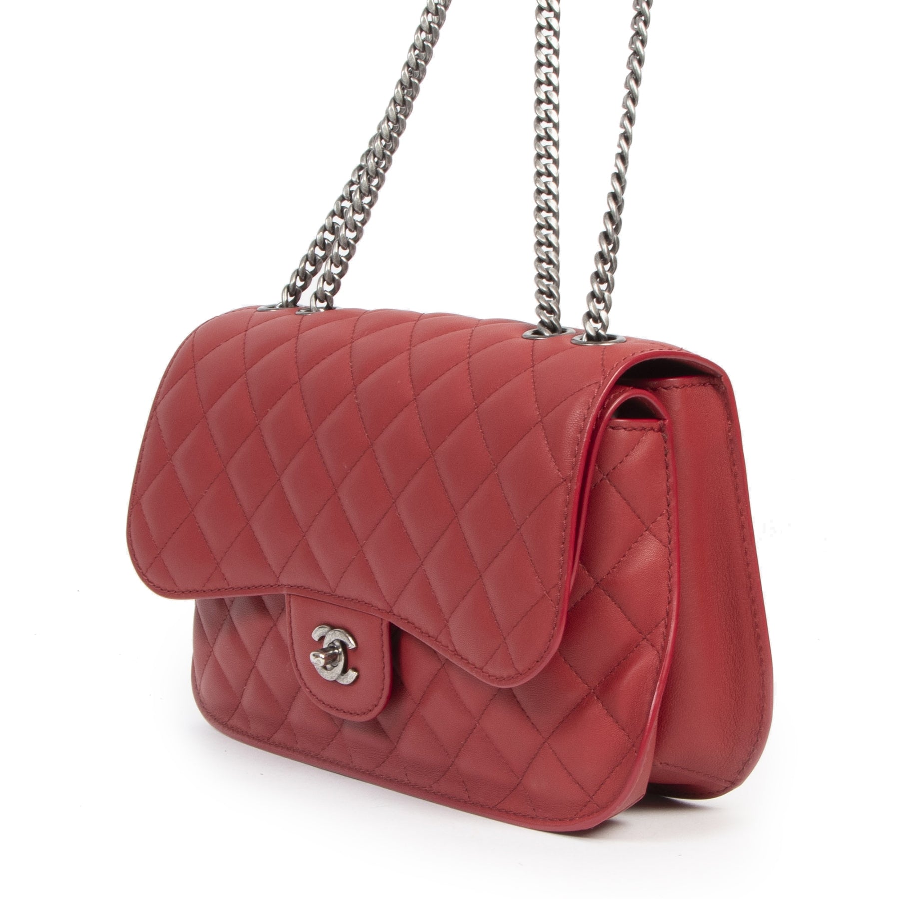 koop veilig online tegen de beste prijs Chanel Red Sheepskin Flap Bag