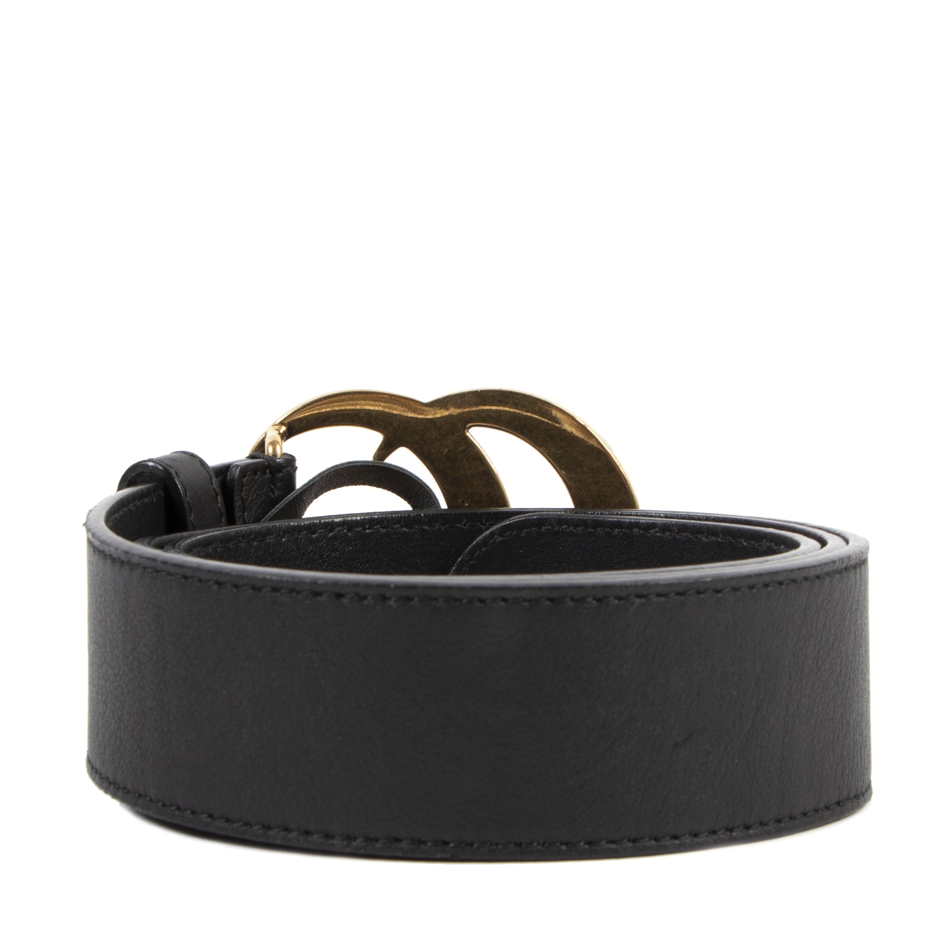 Koop en verkoop uw authentieke designer Gucci GG Black and Gold Buckle - size 85