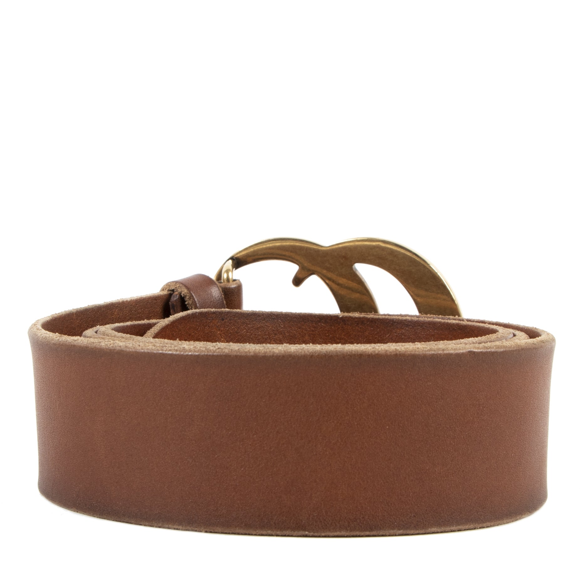 We buy and sell your authentic designer Gucci Double G Cognac Brown Leather Belt
