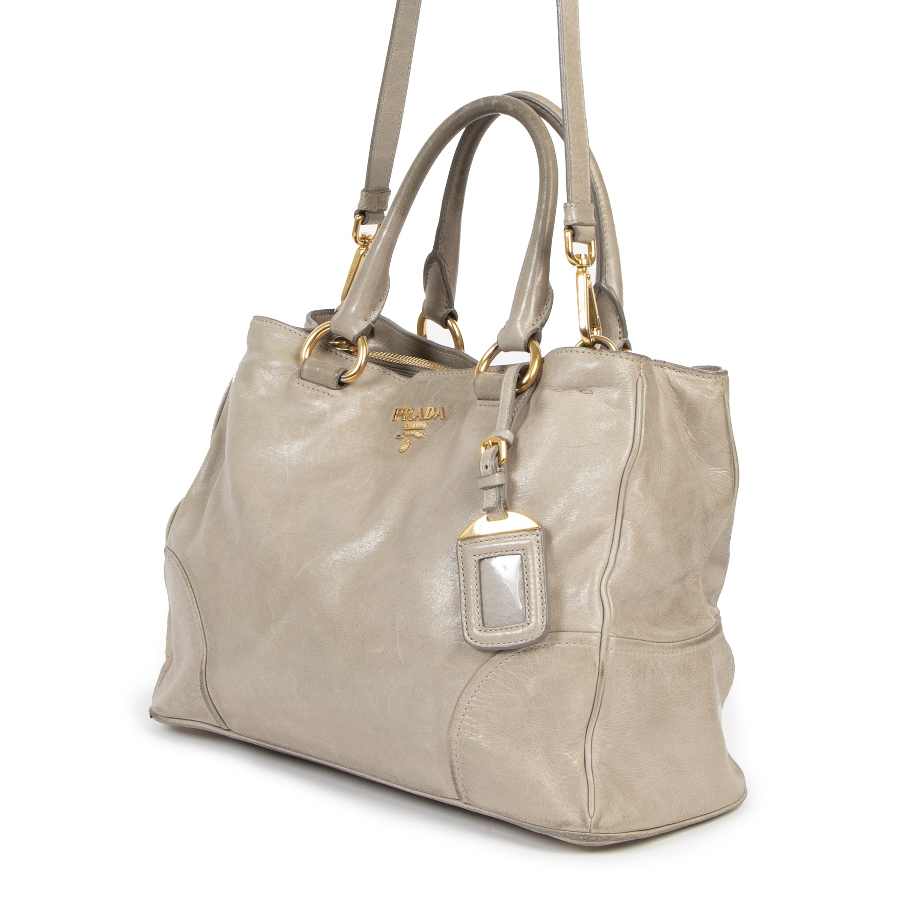 Prada Grey Shine Shopping Tote