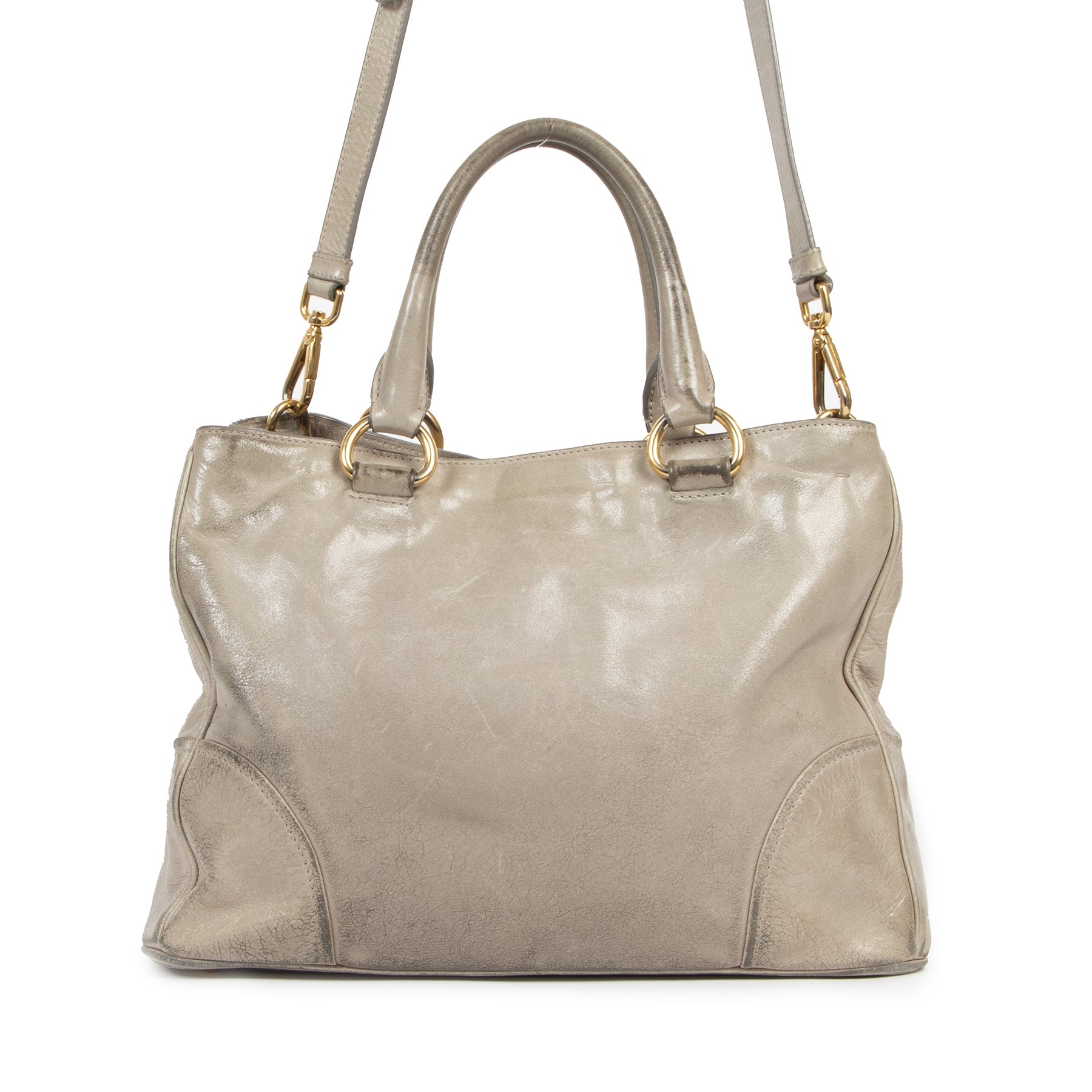 Prada Grey Shine Shopping Tote