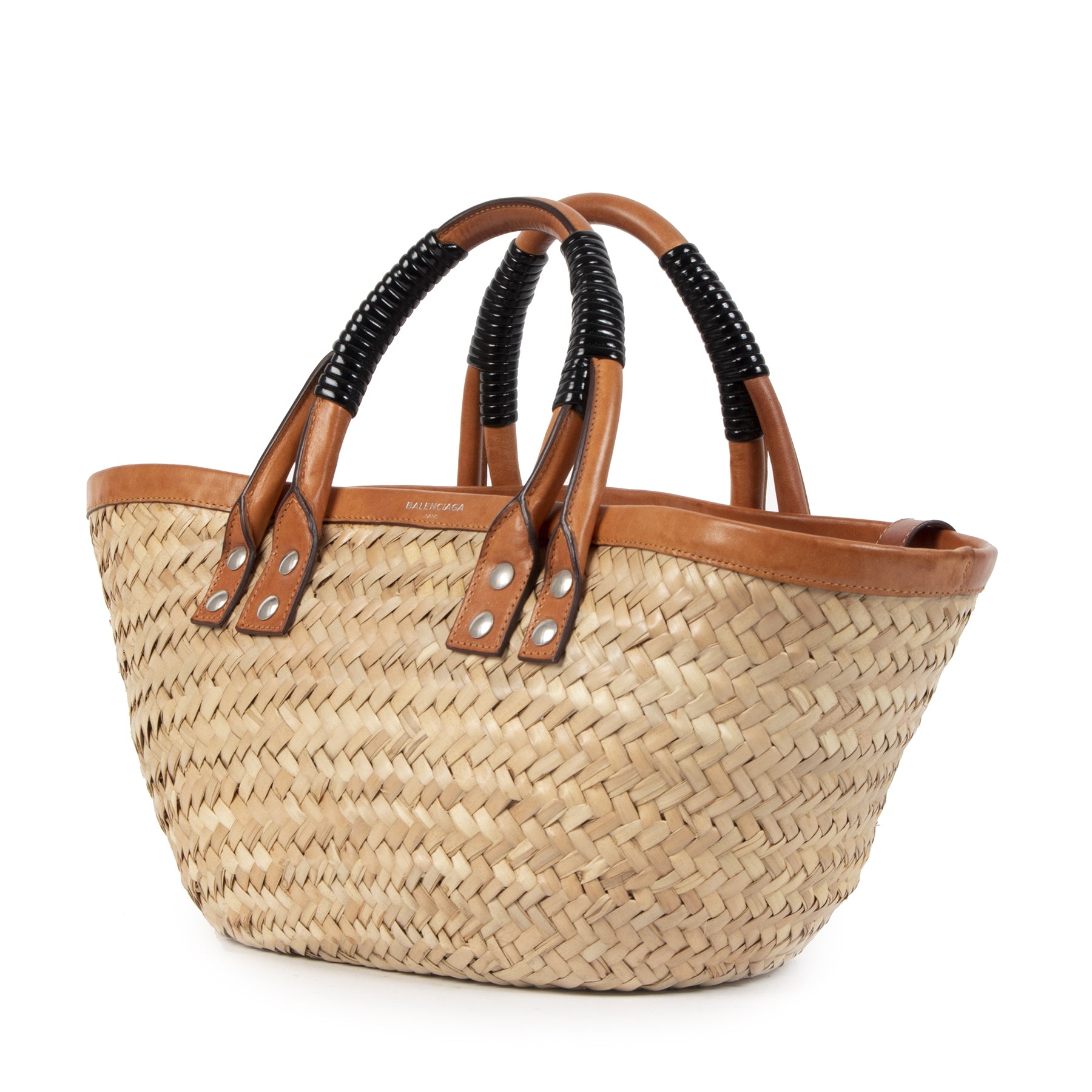 Balenciaga Bistrot Panier woven Beige Small Top Handle Bag