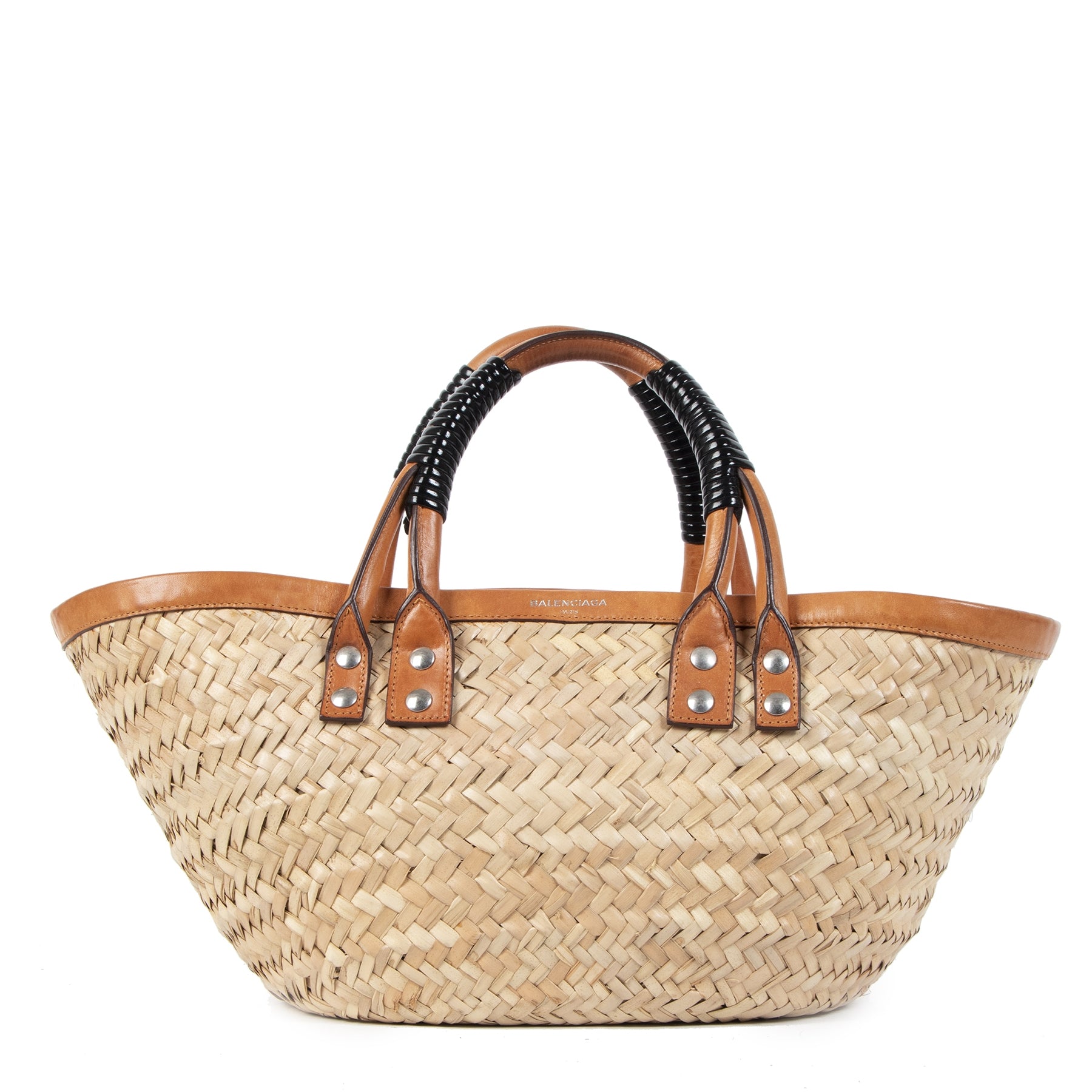Balenciaga Bistrot Panier woven Beige Small Top Handle Bag