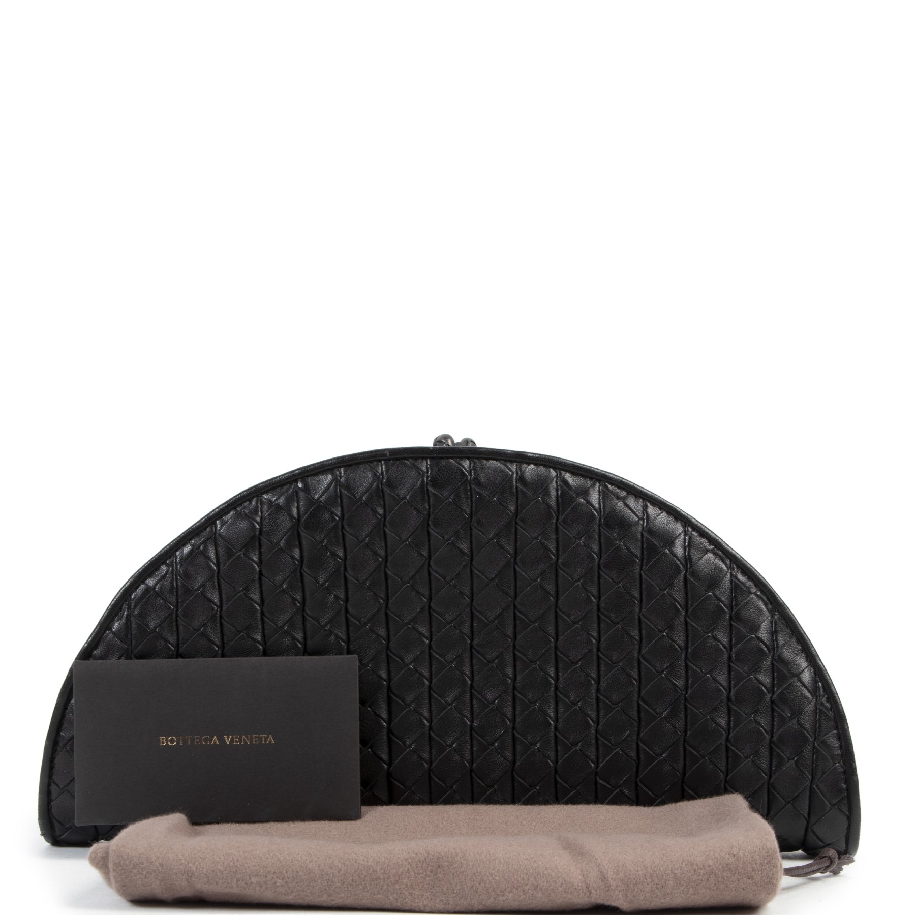 Authentic secondhand Bottega Veneta Black Intrecciato Leather Clutch designer bags fashion luxury vintage webshop safe secure online shopping