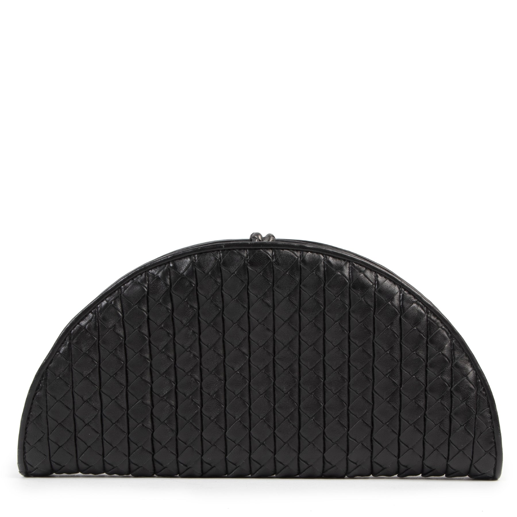 Authentieke Tweedehands Bottega Veneta Black Intrecciato Leather Clutch juiste prijs veilig online shoppen luxe merken webshop winkelen Antwerpen België mode fashion
