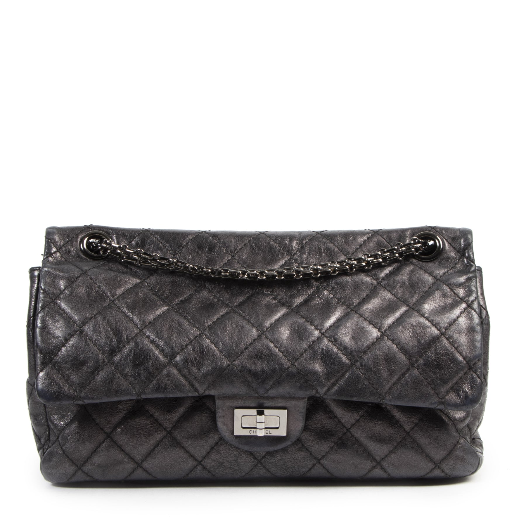 Authentic second-hand vintage Chanel Black 2.55 Reissue Bag buy online webshop LabelLOV