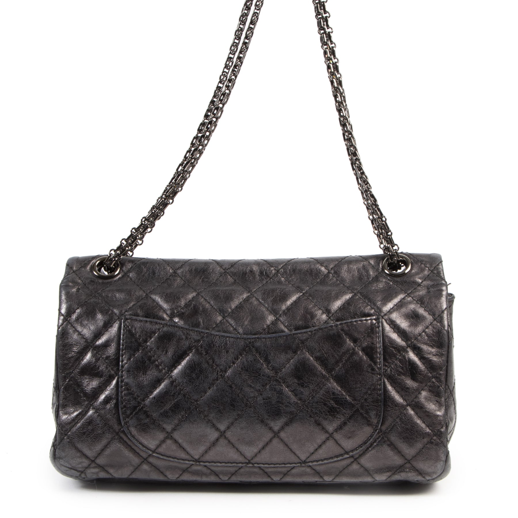 Authentic second-hand vintage Chanel Black 2.55 Reissue Bag buy online webshop LabelLOV