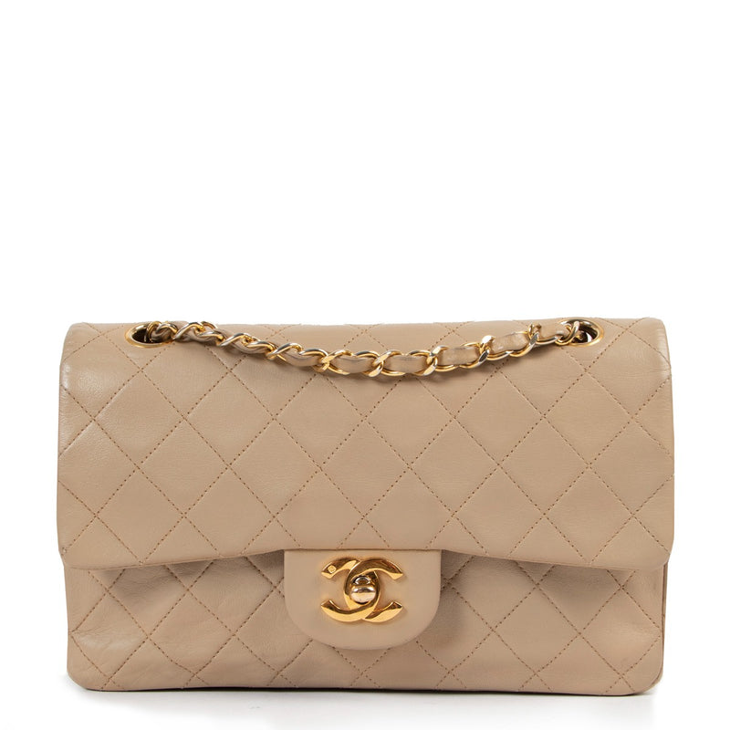 Shop authentic second hand designer luxury Chanel Vintage Beige Small Classic Flap Bag at Labellov