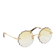 Authentieke Tweedehands Chloé Rosie Flower Gold/Yellow Shaded Sunglasses juiste prijs veilig online shoppen luxe merken webshop winkelen Antwerpen België mode fashion