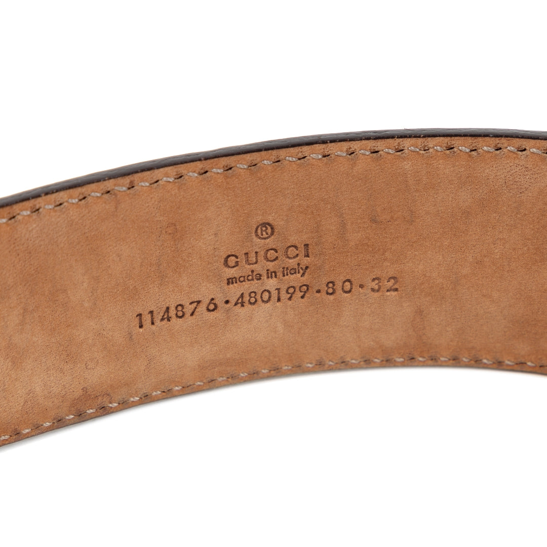 Authentieke Tweedehands Gucci GG-Buckle Off White Monogram Leather Belt juiste prijs veilig online shoppen luxe merken webshop winkelen Antwerpen België mode fashion