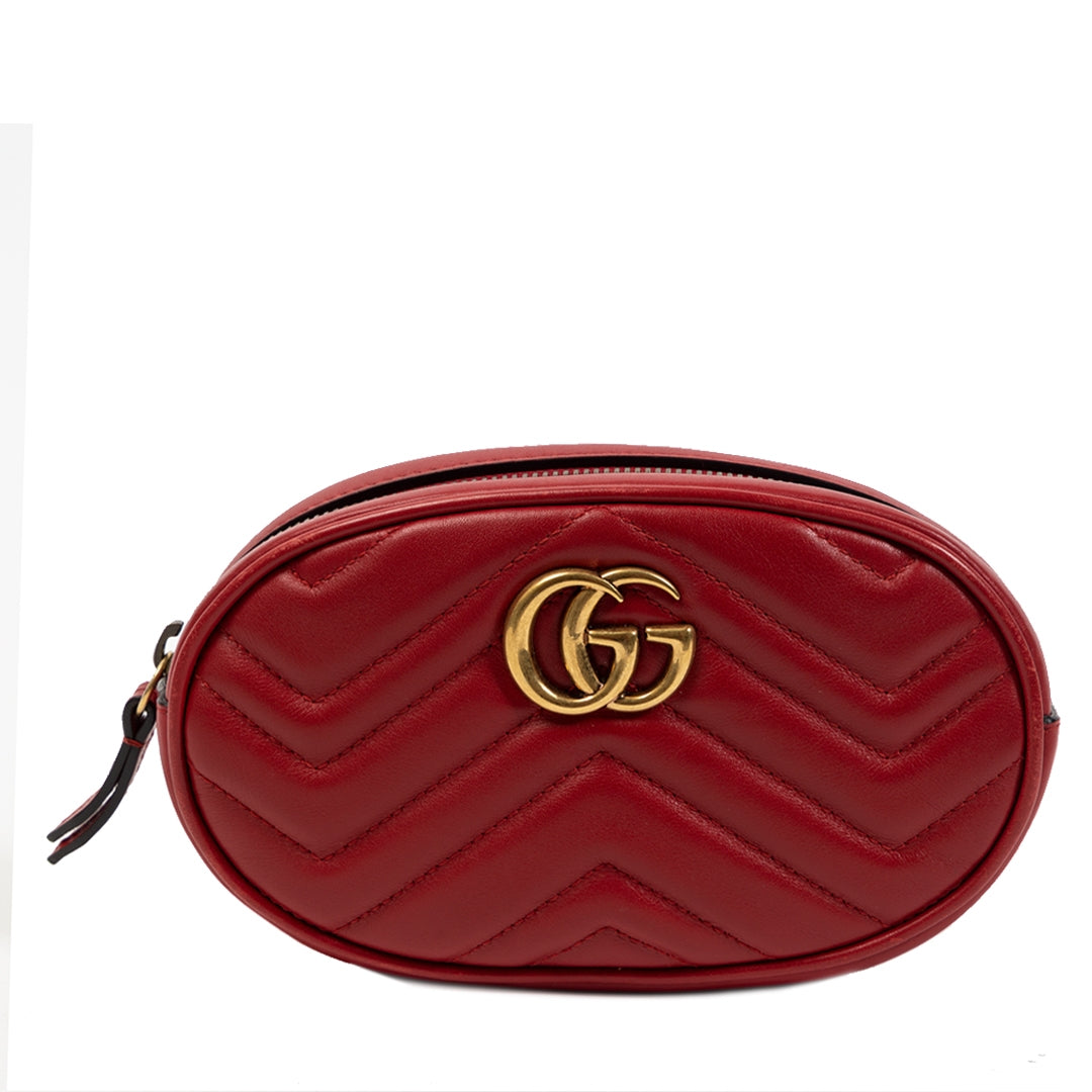 Authentieke Tweedehands Gucci Marmont Matelassé Leather Belt Bag juiste prijs veilig online shoppen luxe merken webshop winkelen Antwerpen België mode fashion